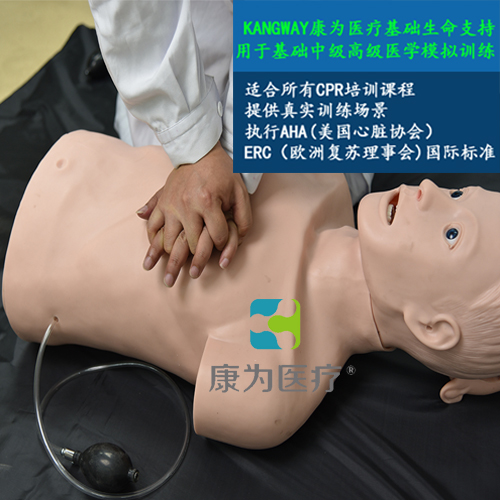 日喀则“康为医疗”CPR带气管插管半身模型-青年版简易型